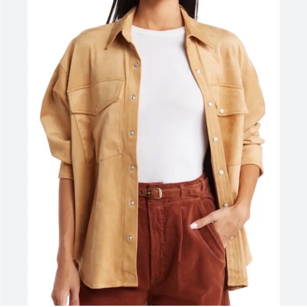 MOTHER Double Flap Roomie Foxy Set in Stone Wash Vegan Faux Suede Tan Medium
